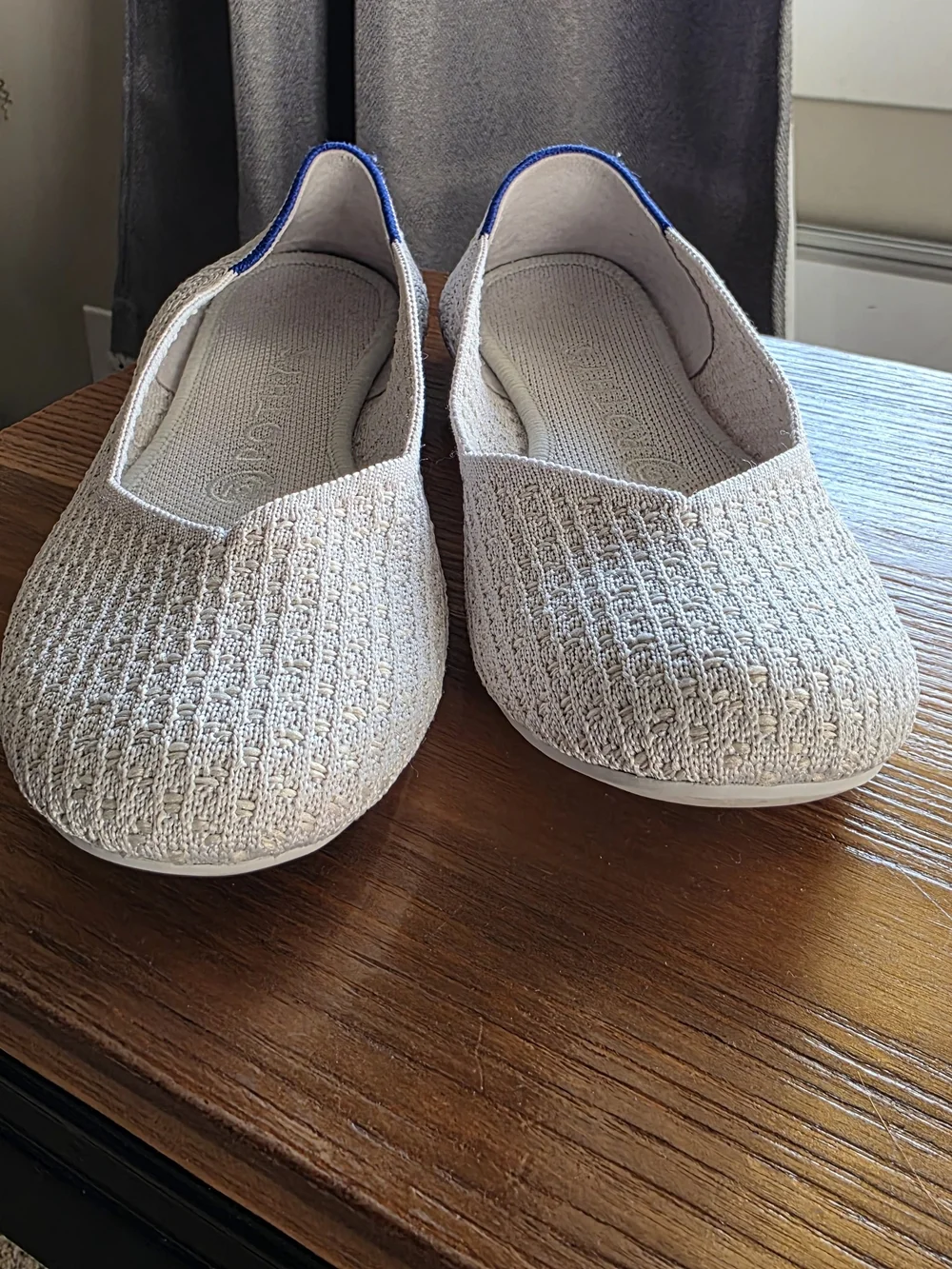 Rothy's The Flat Knit Ballet Flats Light Gray Women's Size 7.5 Comfortable Washa